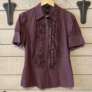 Moda International by Victorias Secret Deep Purple Button Down Tuxedo Shirt